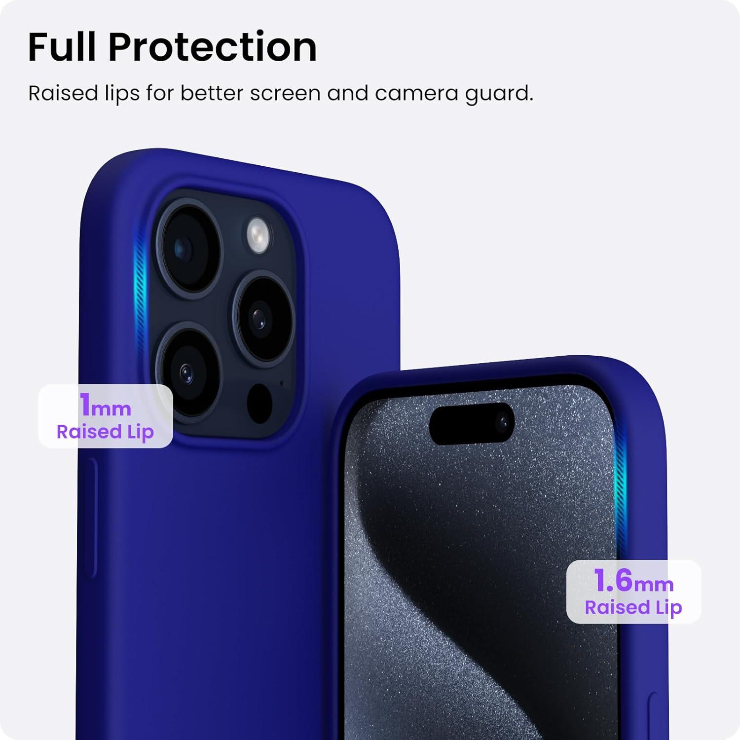 ORNARTO iPhone 15 Pro Silikon Hülle - 6,1 Zoll - Kratzfest - Stoßfest - Klein Blau