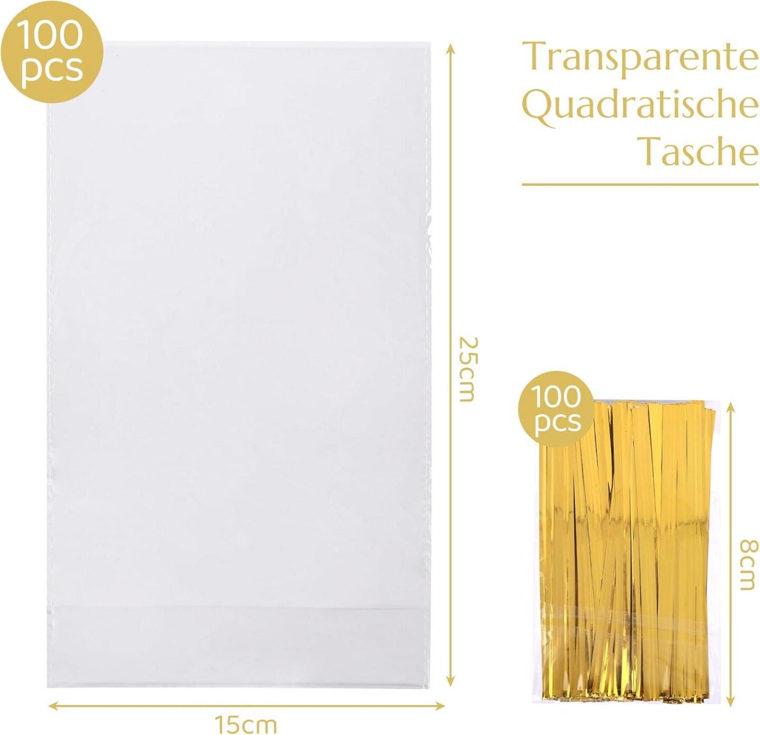 100 Stück Transparente Cellophantüten 15 x 25cm für
