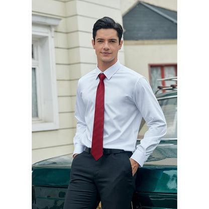 Krawatten-Set Herren mit Einstecktuch, Weinrot Streifen