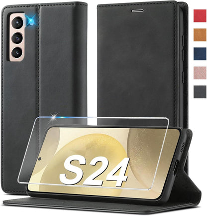 Handyhülle für Samsung Galaxy S24 5G - Klappbare Leder Schutzhülle mit