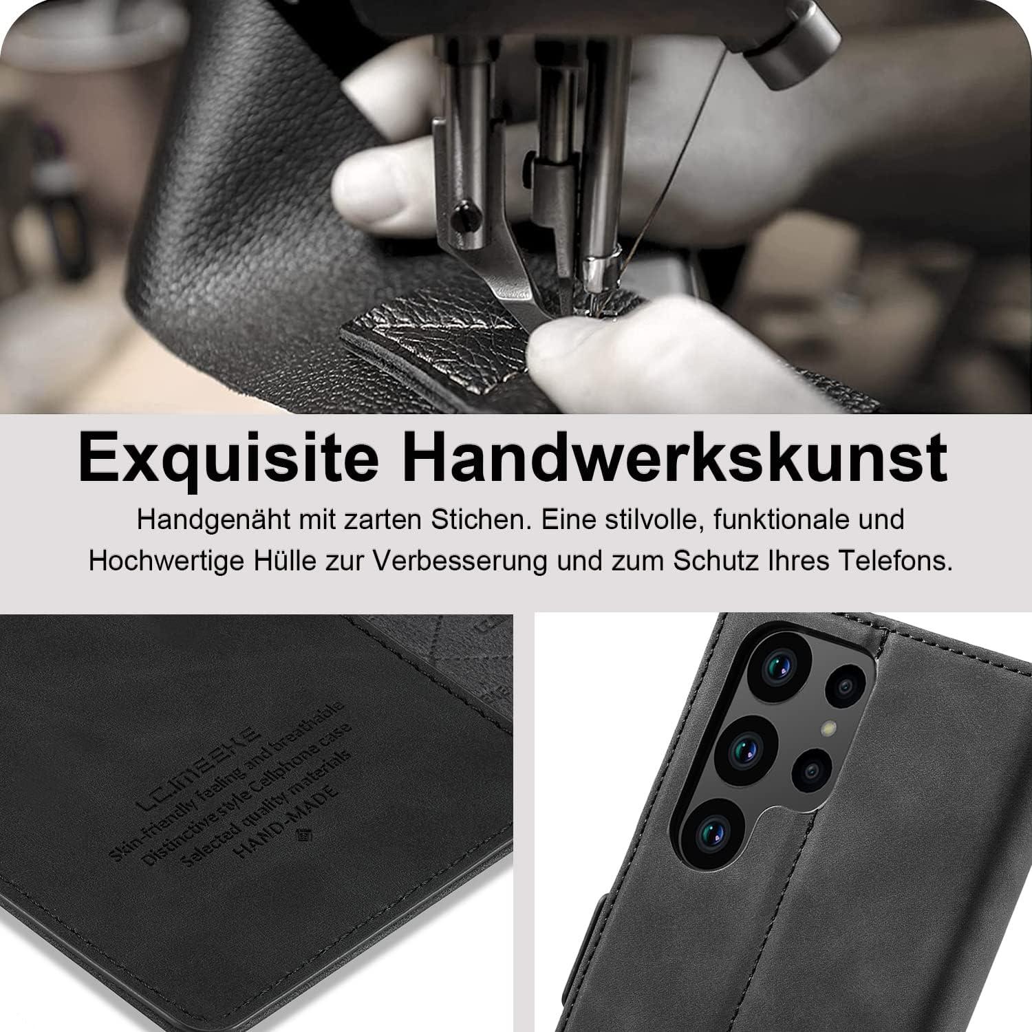 Samsung Galaxy S24 Ultra Hülle Leder Klapphülle mit