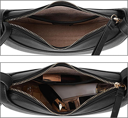 TIAASTAP Halbmond PU Leder Tasche Damen Schultertasche Schwarz