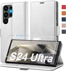 Handyhülle Samsung Galaxy S24 Ultra Leder Klappbar Schutzfolie