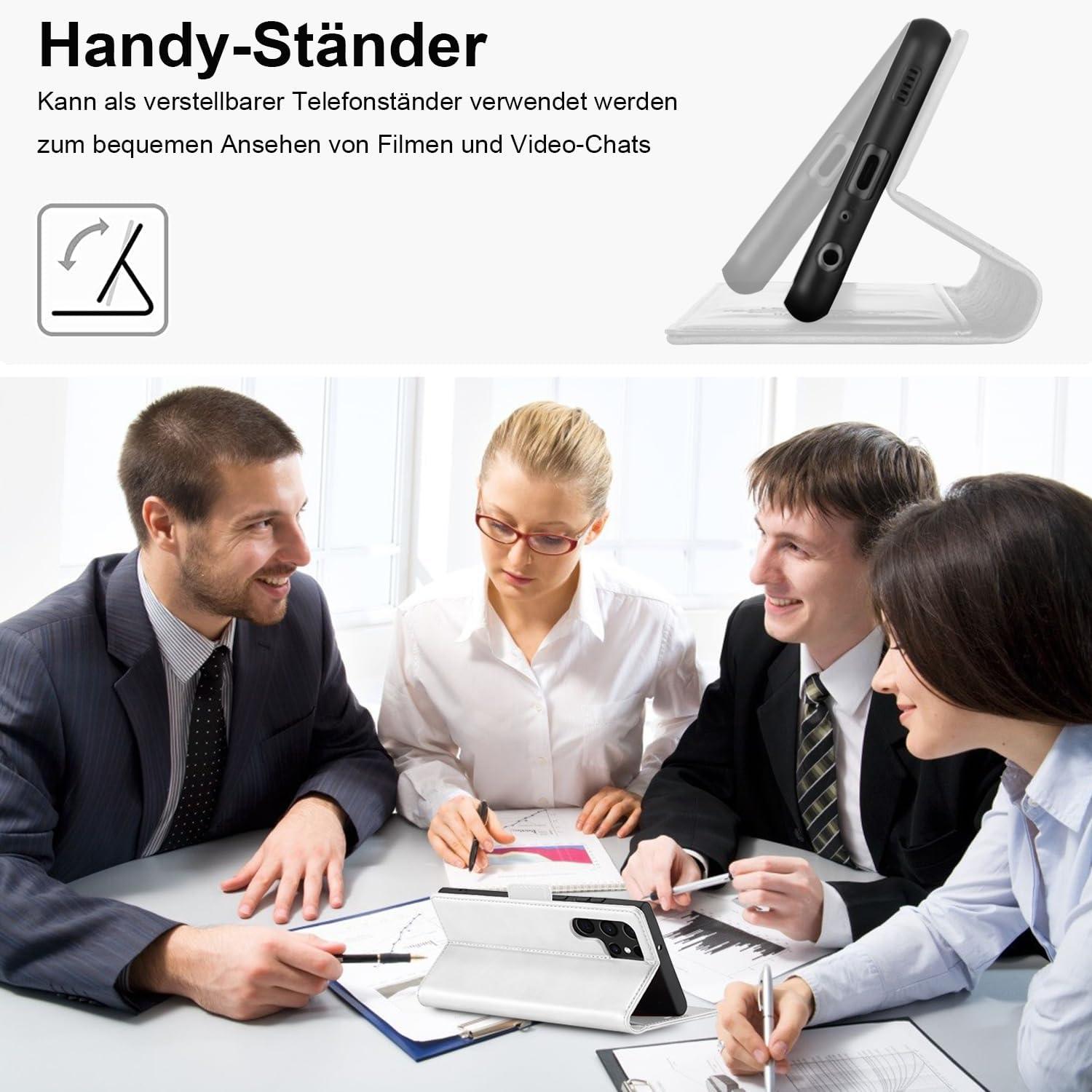 Handyhülle Samsung Galaxy S24 Ultra Leder Klappbar Schutzfolie