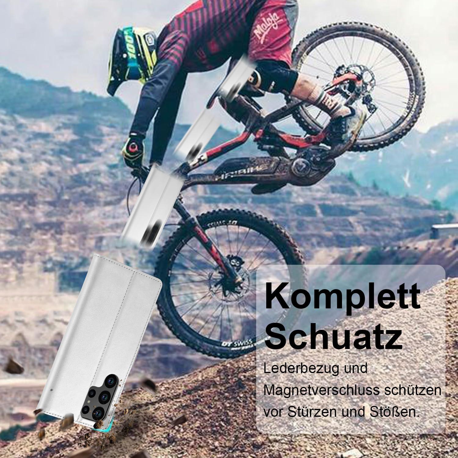 Handyhülle Samsung S24 Ultra Leder Schutzfolie Klapphülle