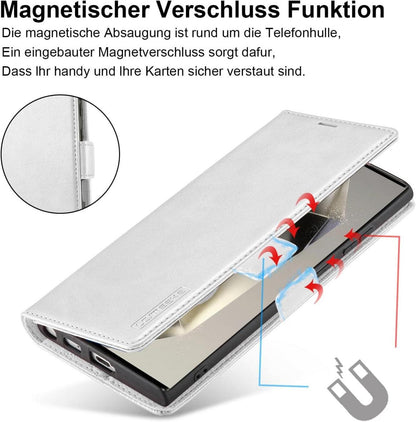 Handyhülle für Samsung Galaxy S24 Ultra Leder mit Schutzfolie Flip