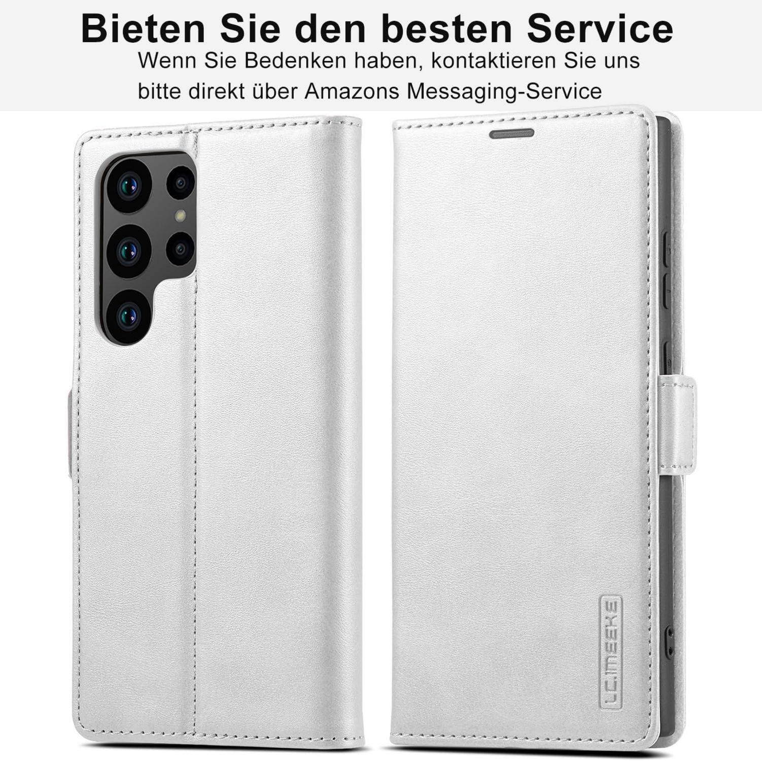 Handyhülle Samsung S24 Ultra Leder Schutzfolie Klapphülle