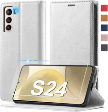 Handyhülle Samsung Galaxy S24 Leder Flip Wallet Stoßfest