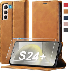 Samsung Galaxy S24 Plus Hülle Leder Schutzhülle mit Ständer
