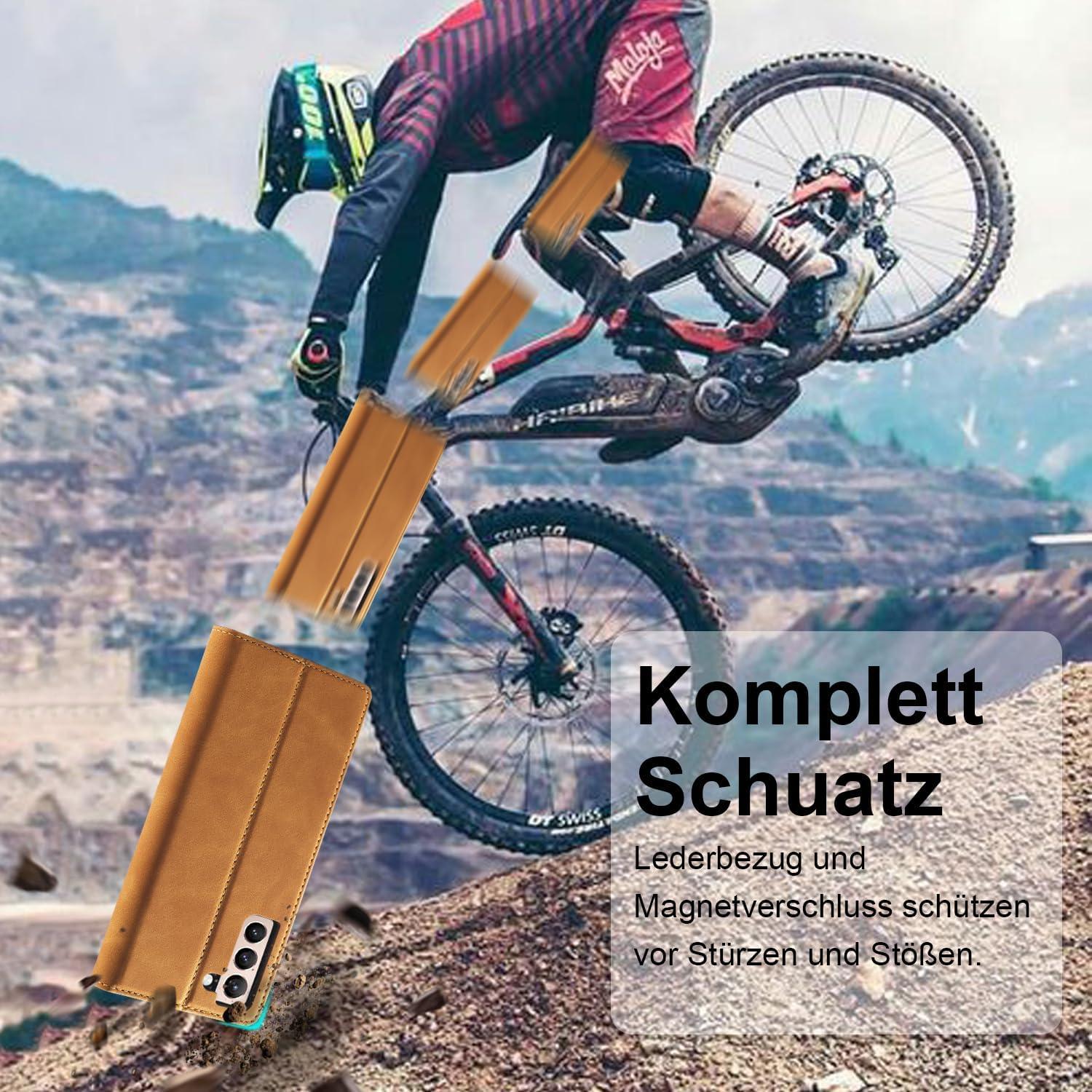 Samsung S24 Plus Handyhülle Leder Flip Wallet Schutzhülle mit Standfunktion