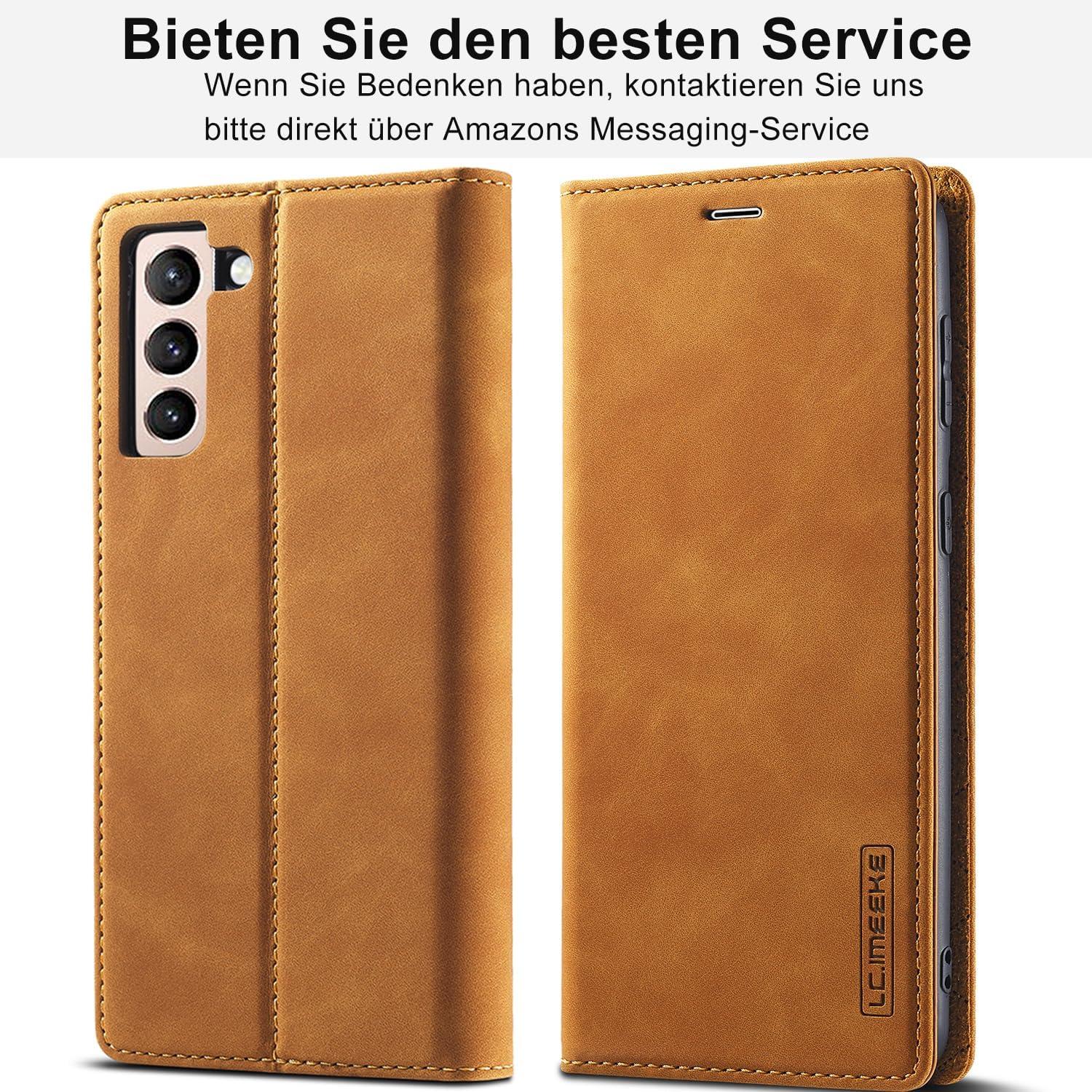 Samsung S24 Plus Handyhülle Leder Flip Wallet Schutzhülle mit Standfunktion