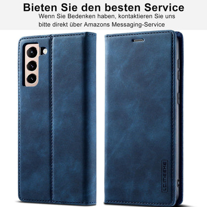 Samsung Galaxy S24 Handyhülle Leder Flip Wallet Cover + Schutzfolie Blau