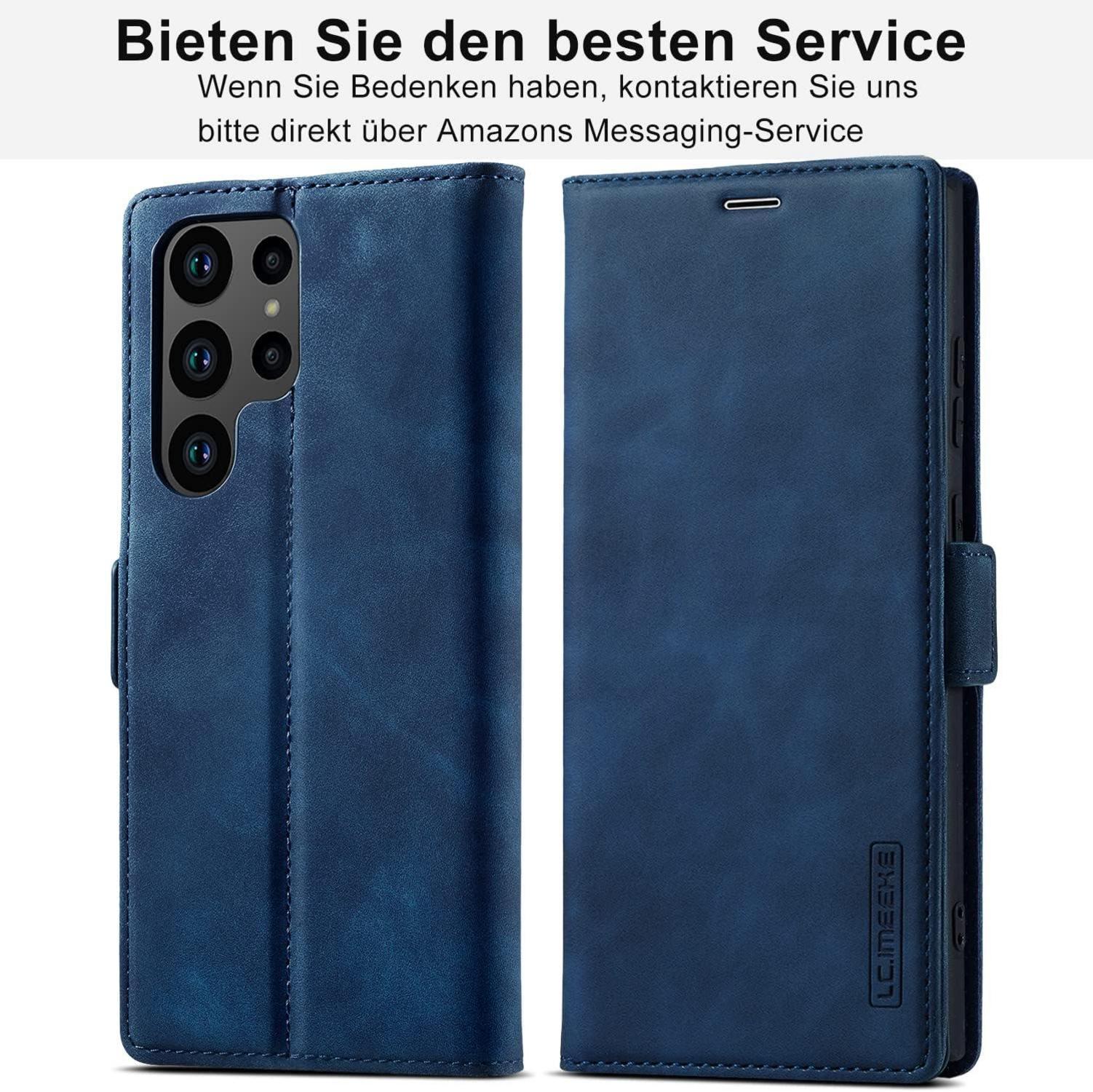 Ailicici Samsung Galaxy S24 Ultra 5G Hülle Leder Klappbar Magnet Blau