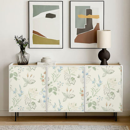 Blumentapete Selbstklebend 39×500cm Beige Grün Blumen Blätter Tapete