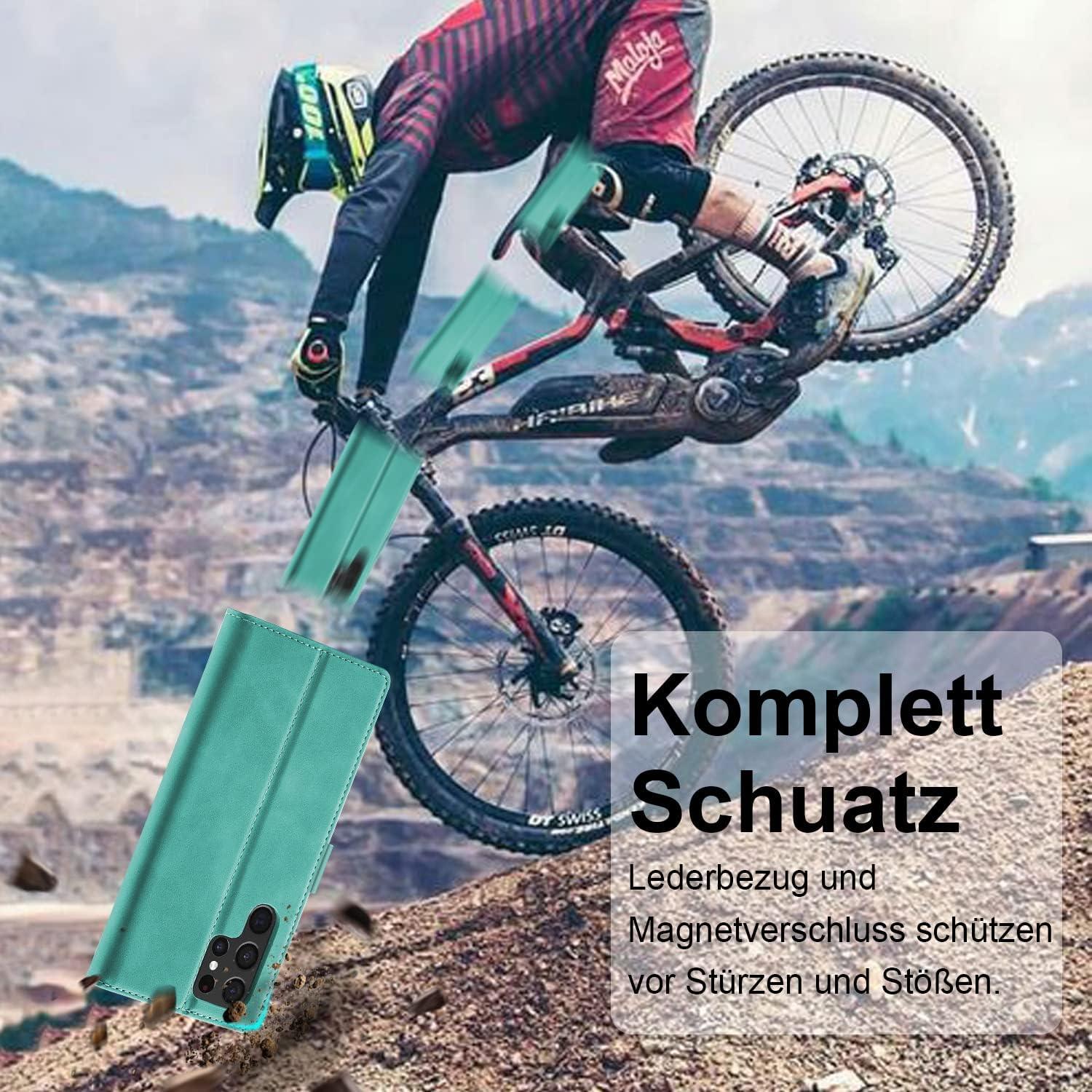 Ailicici Samsung S24 Ultra Handyhülle Leder Flip Wallet 5G Grün
