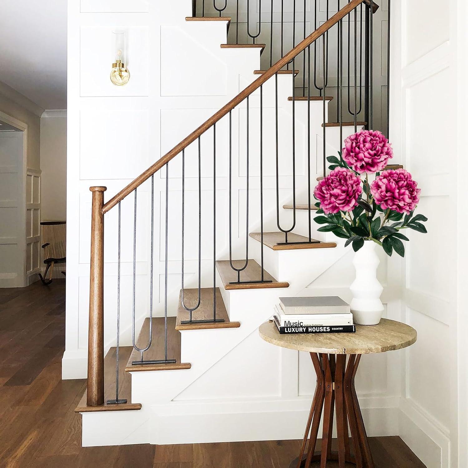 Künstliche Pfingstrosen Stiel 74CM Violett Vintage Blumen Bouquet Echt Touch