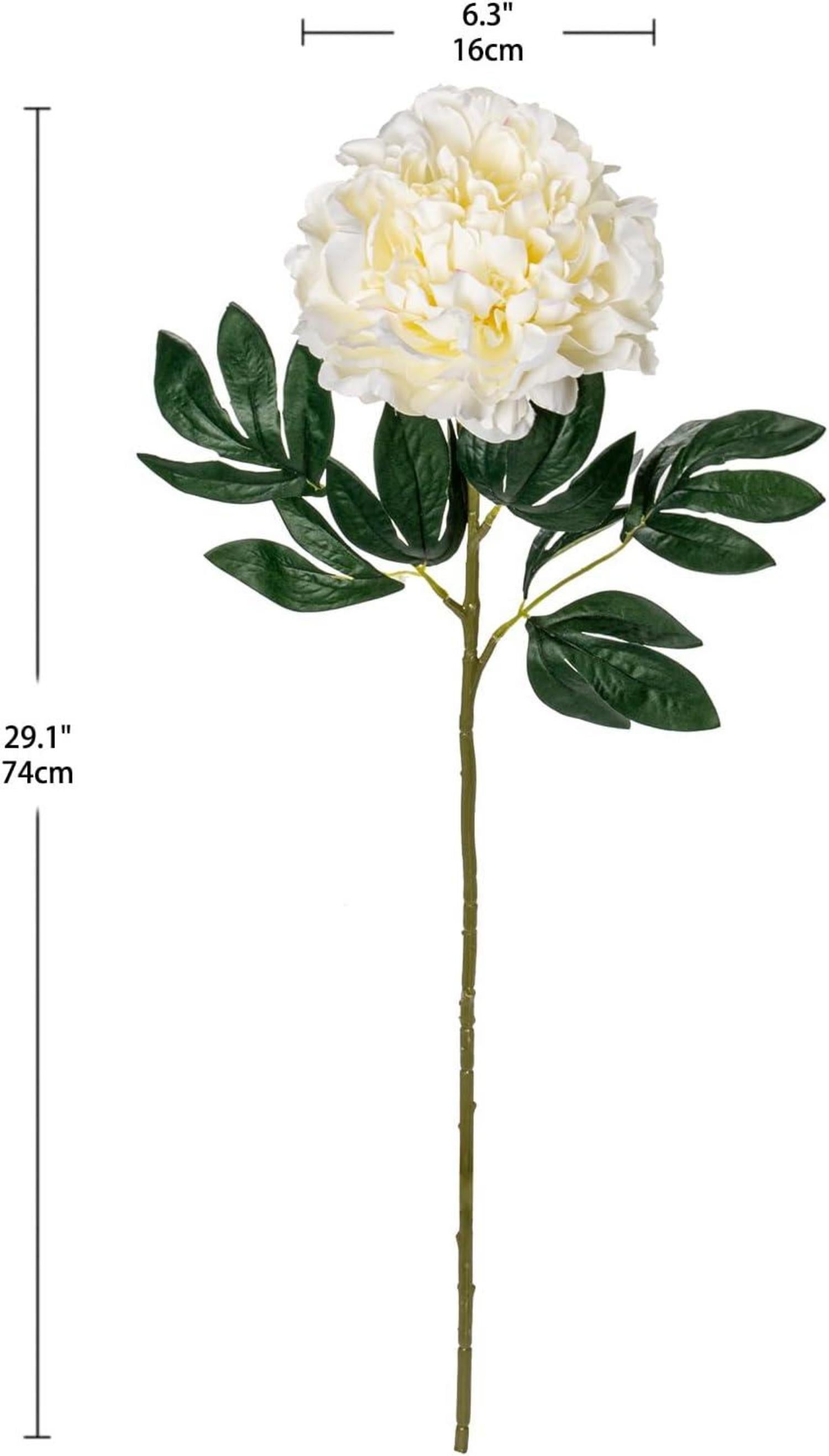 3er Set 74cm Künstliche Pfingstrosen Stiel Weiß Echt-Look