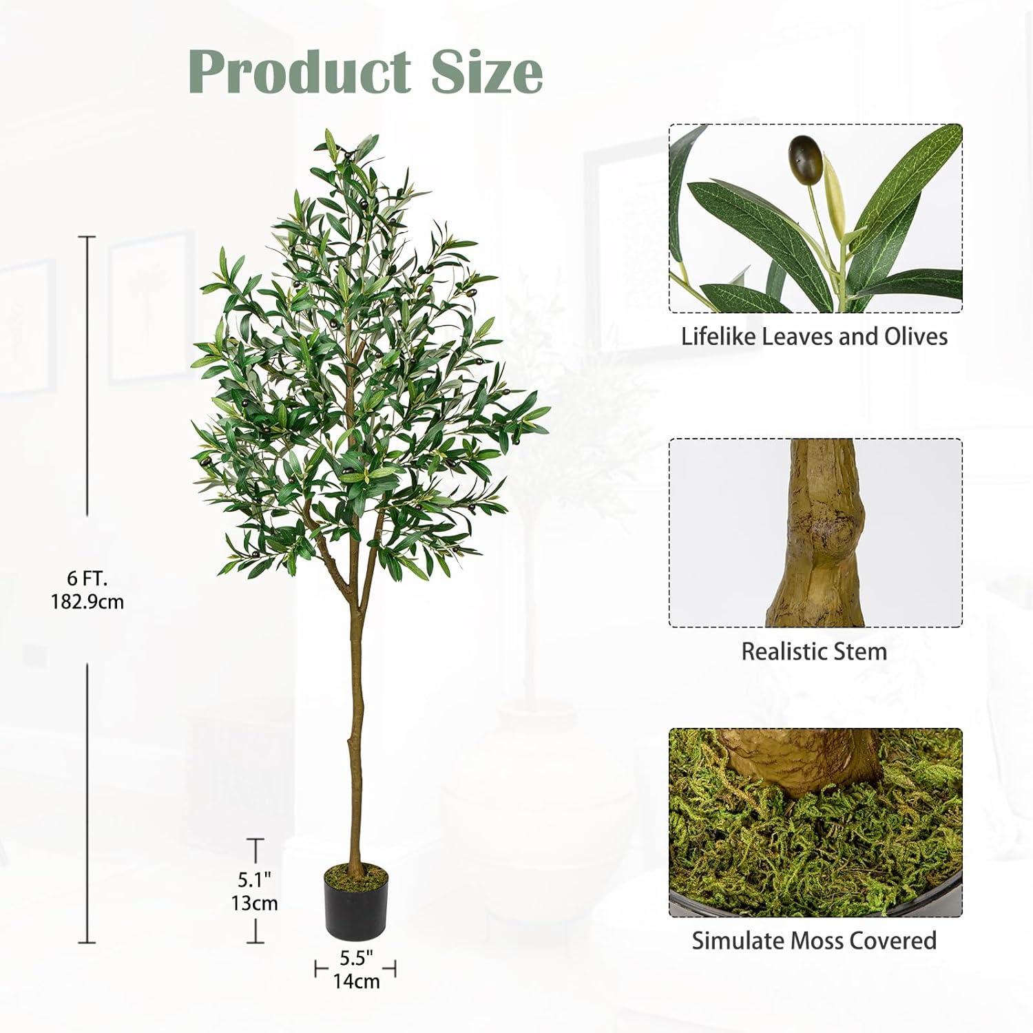 Oairse 180cm Olivenbaum Künstlich groß Topf Kunstbaum Home