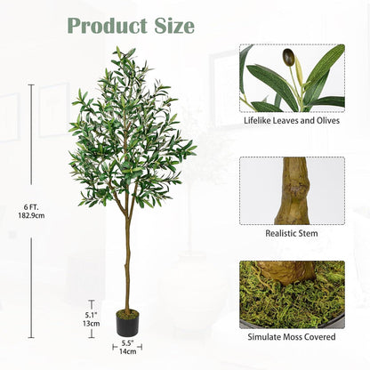 Oairse 180cm Olivenbaum Künstlich groß Topf Kunstbaum Home