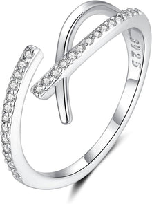 Verstellbarer Zirkonia Branch Ring 925 Silber Frauen Schmuck