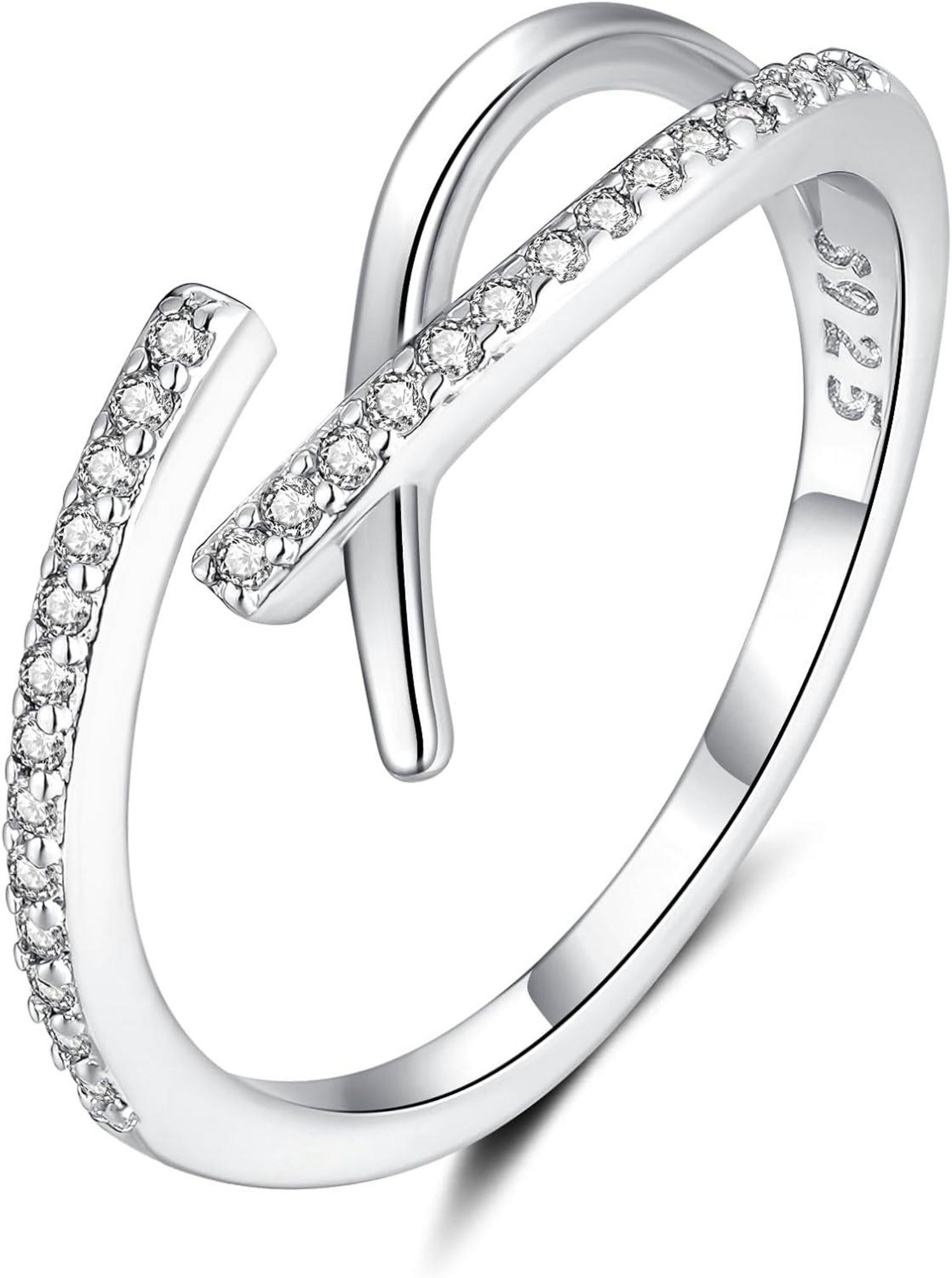 Verstellbarer Zirkonia Branch Ring 925 Silber Frauen Schmuck