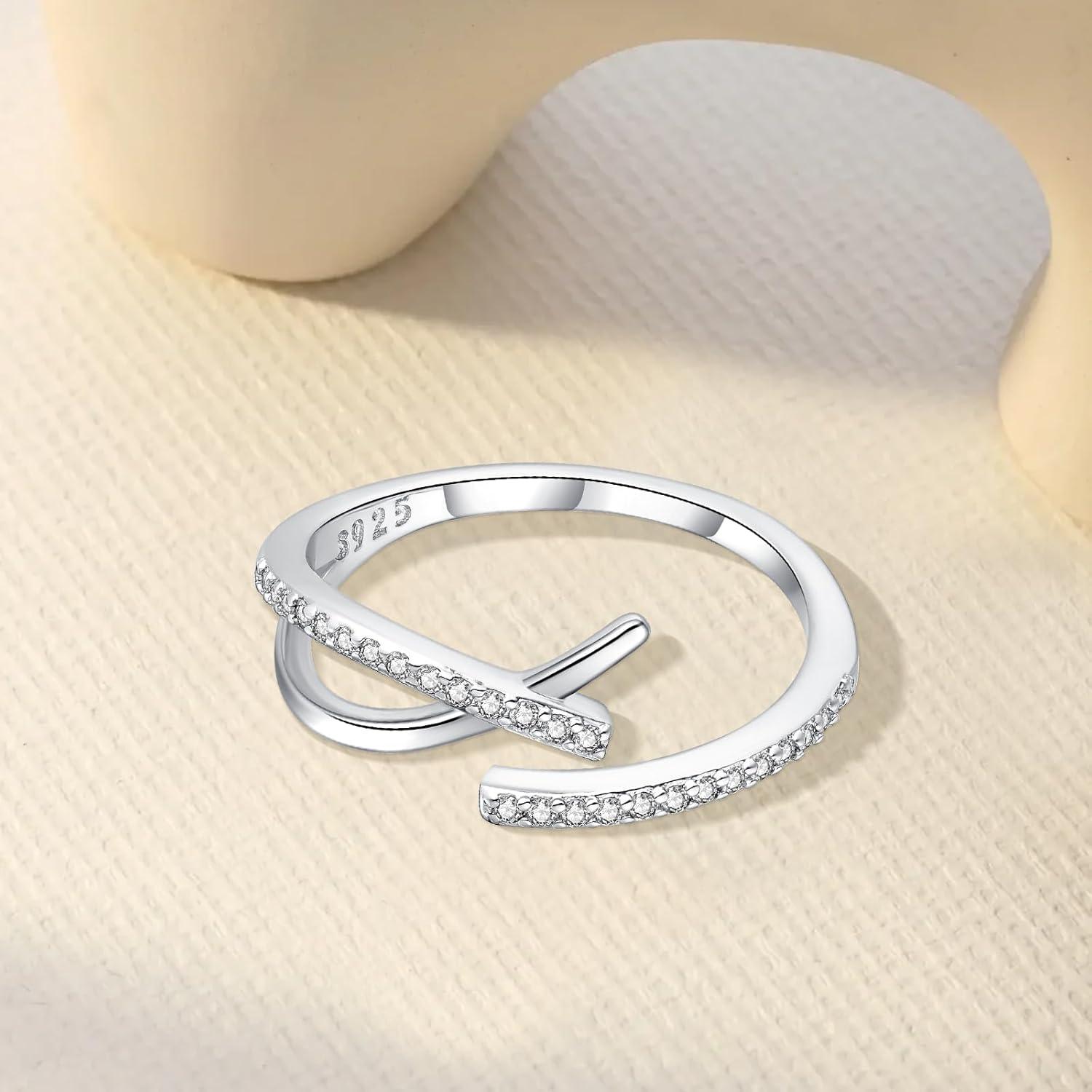 Verstellbarer Zirkonia Branch Ring 925 Silber Frauen Schmuck