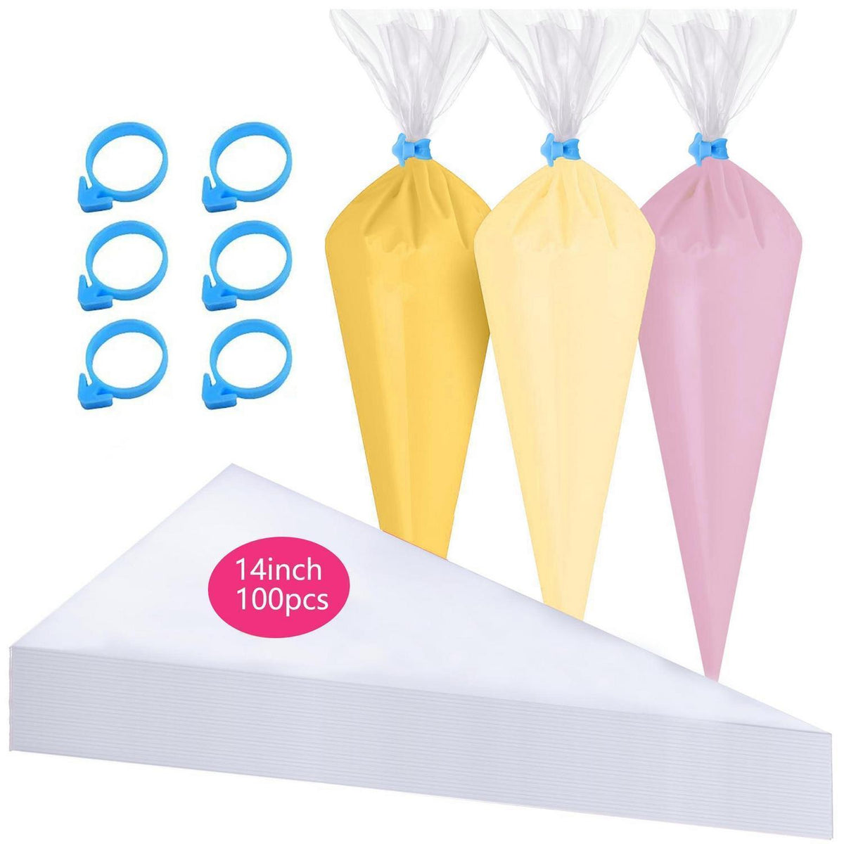 100 Spritzbeutel Einweg – Anti-Burst & 6 Krawatten
