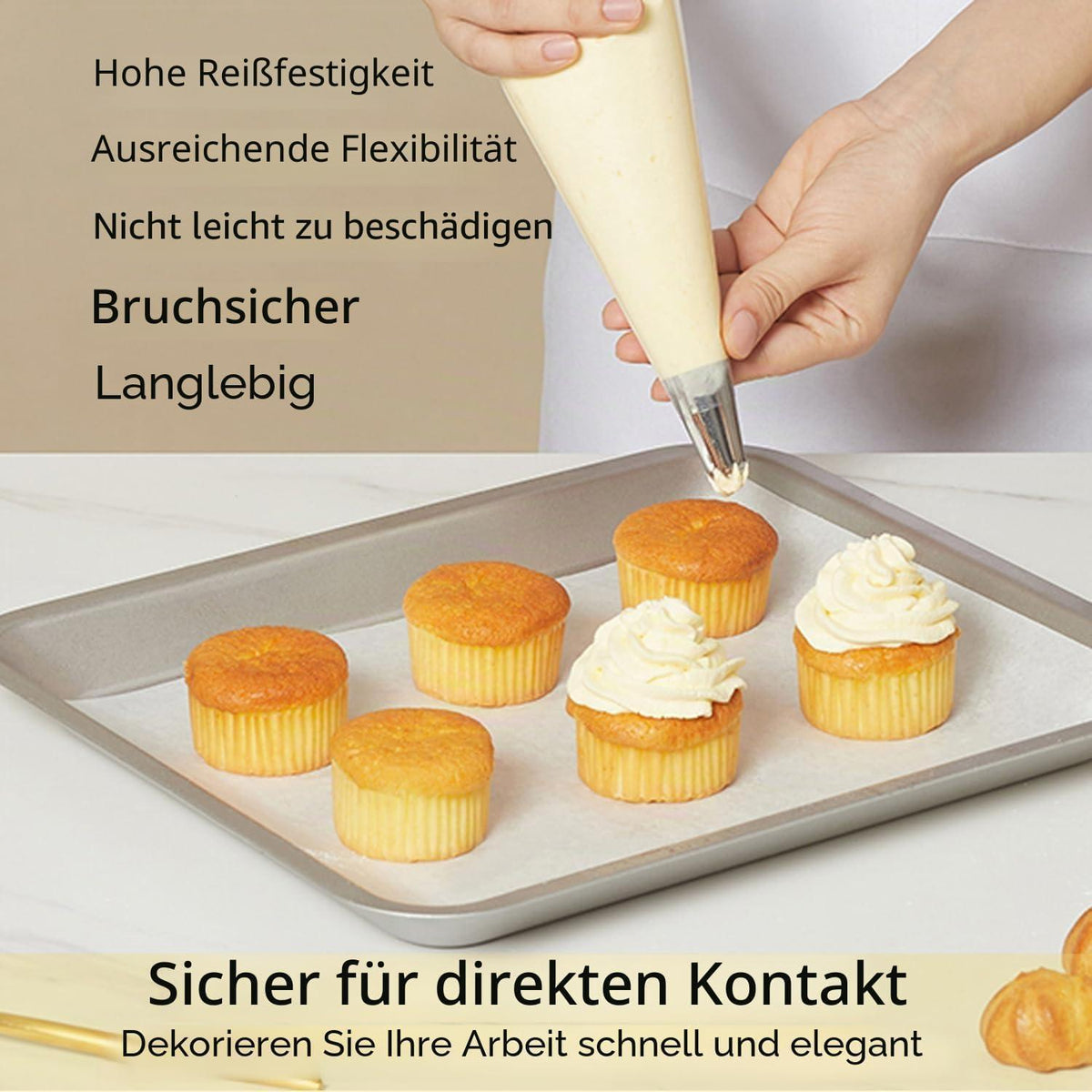100 Spritzbeutel Einweg – Anti-Burst & 6 Krawatten