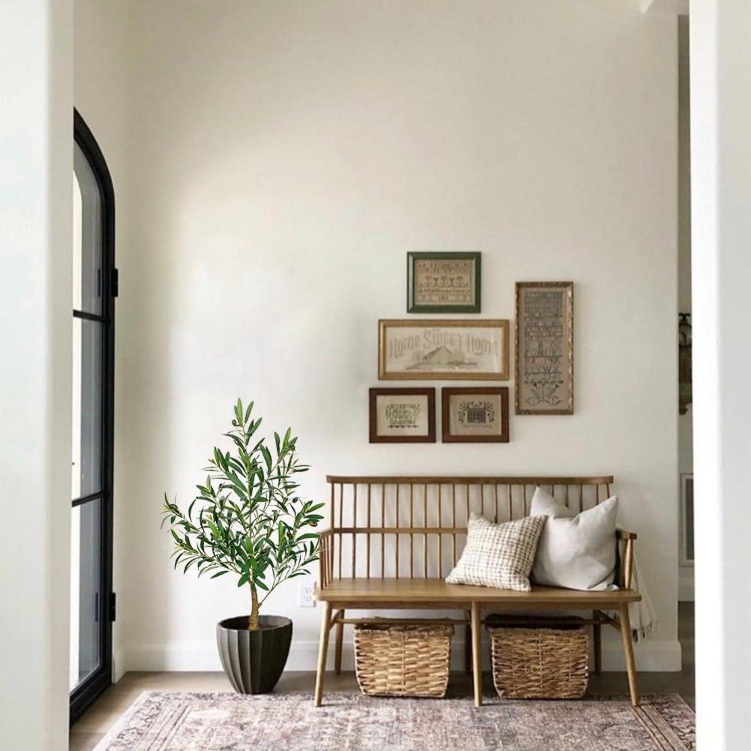 Künstlicher Olivenbaum groß 150cm Fake Pflanze Deko für Innen & Außen