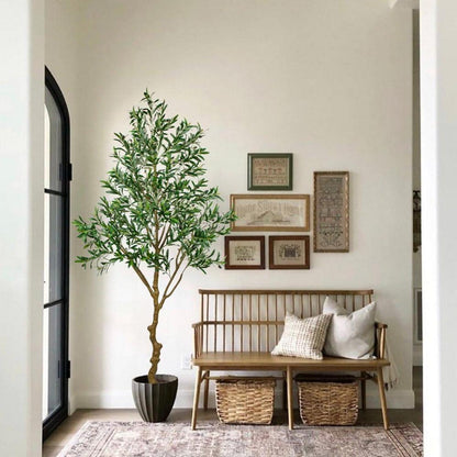 Künstlicher Olivenbaum 210cm groß Deko Kunstpflanze Topf