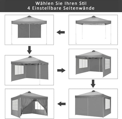 COBIZI Pavillon 3x3 Wasserdicht Stabil Winterfest Partyzelt Gartenpavillon Grau