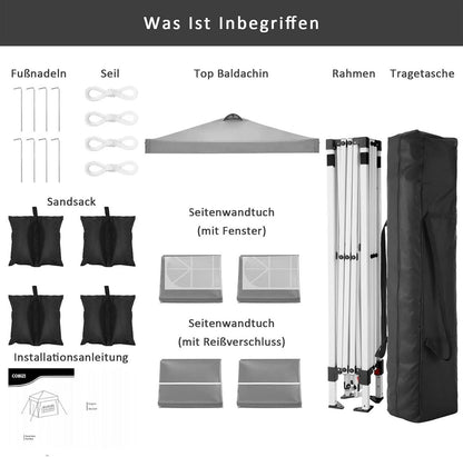 COBIZI Pavillon 3x3m Wasserdicht Stabil Winterfest mit 4 Seitenteilen Sandsack