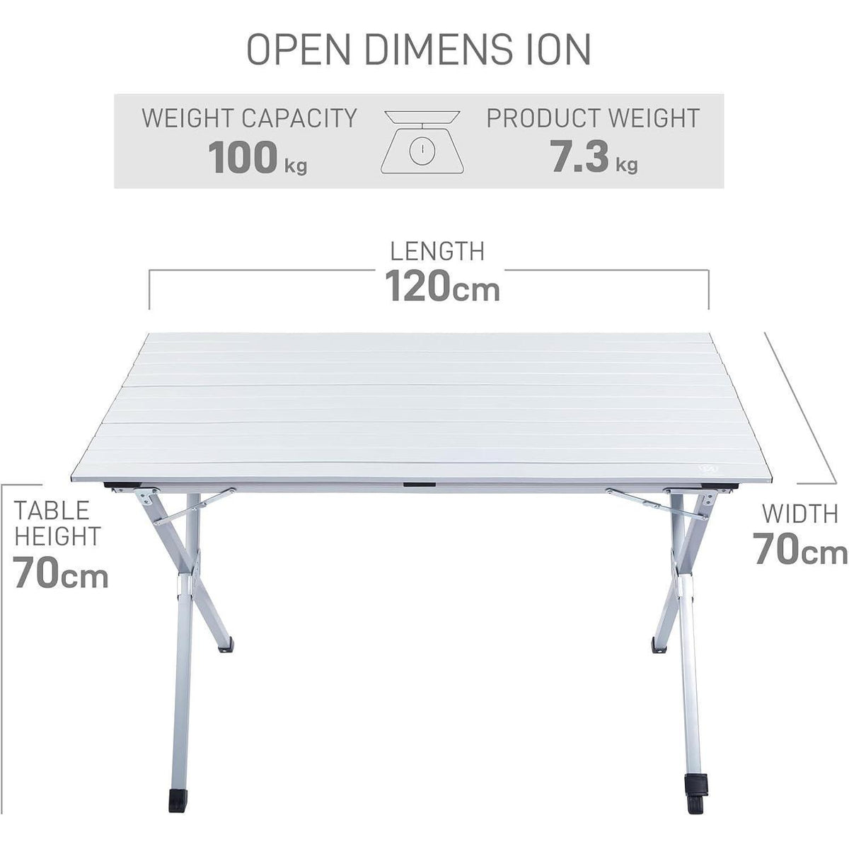 Aluminium Campingtisch klappbar 120x70cm, 100kg belastbar, mit Tragetasche