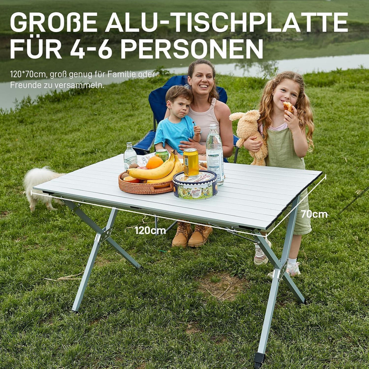 Aluminium Campingtisch klappbar 120x70cm, 100kg belastbar, mit Tragetasche