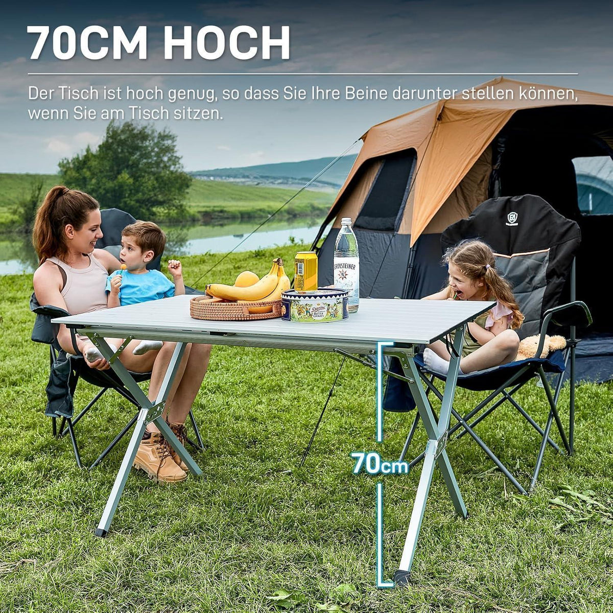 Aluminium Campingtisch klappbar 120x70cm, 100kg belastbar, mit Tragetasche