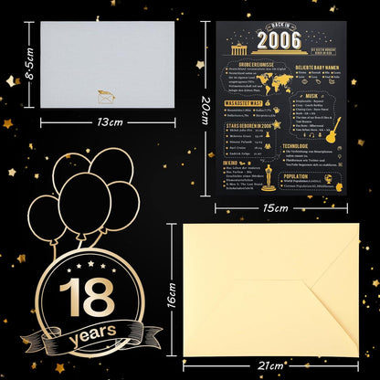 Joyoldelf 3D Pop Up Geburtstagskarte 18 Jahrgang Geschenk Umschlag