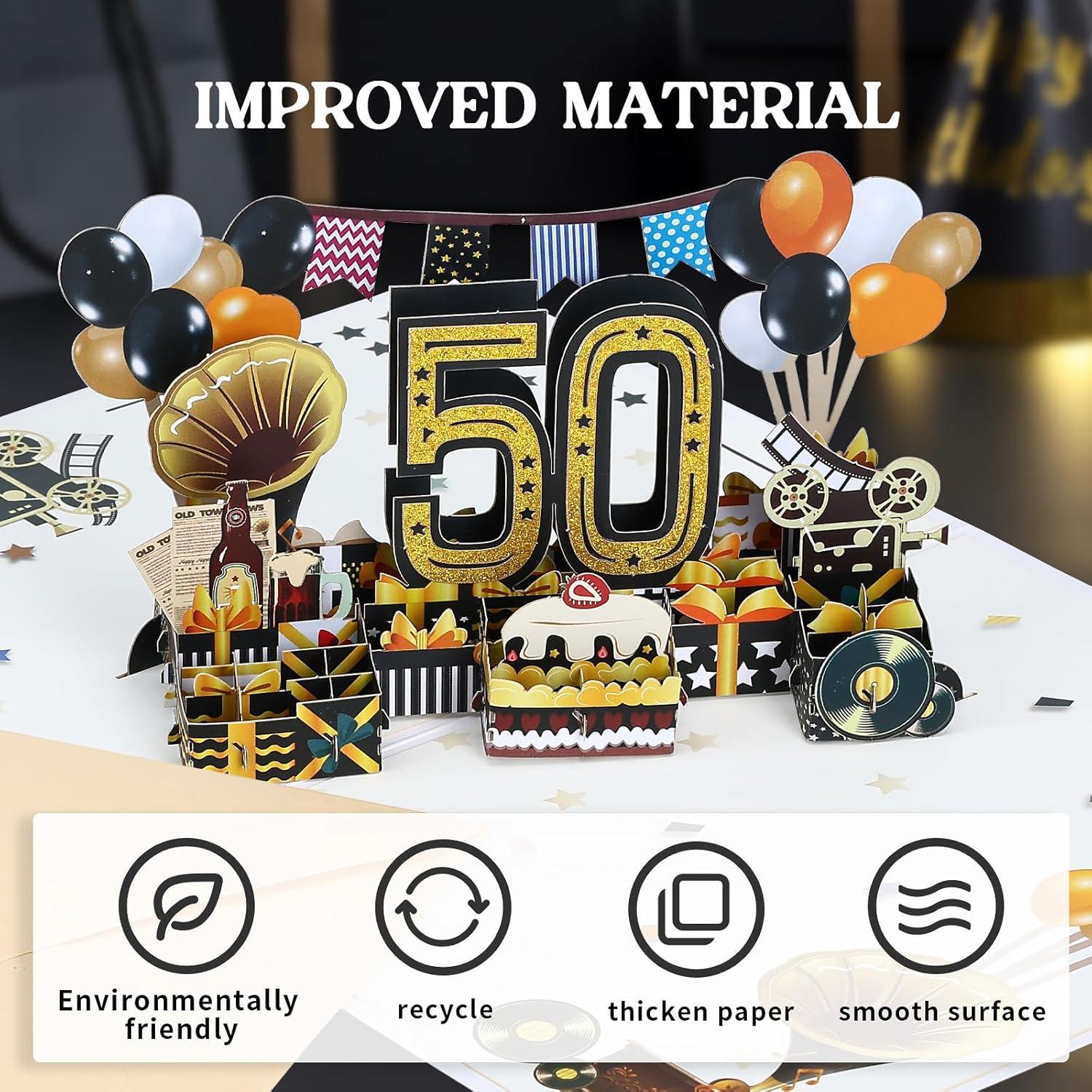 Joyoldelf 3D Pop Up Geburtstagskarte 1974 Jahrgang Geschenk Umschlag