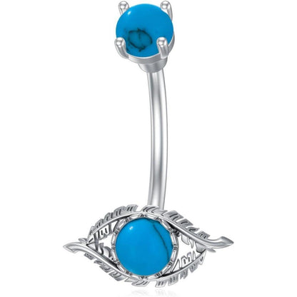 Bauchnabelring mit bösem Blick und Türkis aus 925 Sterlingsilber
