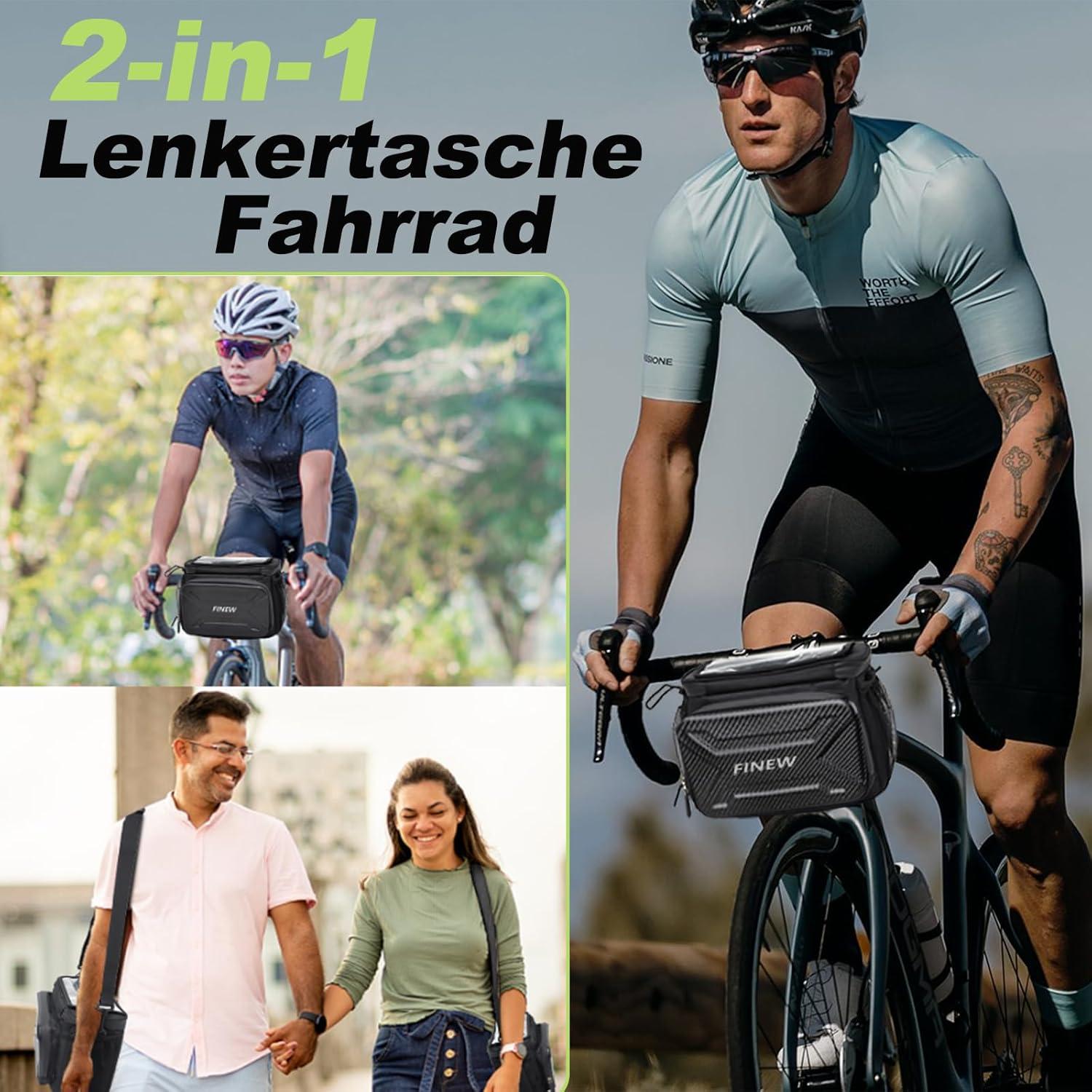 Lenkertasche Fahrrad mit Lenkeradapter E Bike 6L Vorne wasserdicht