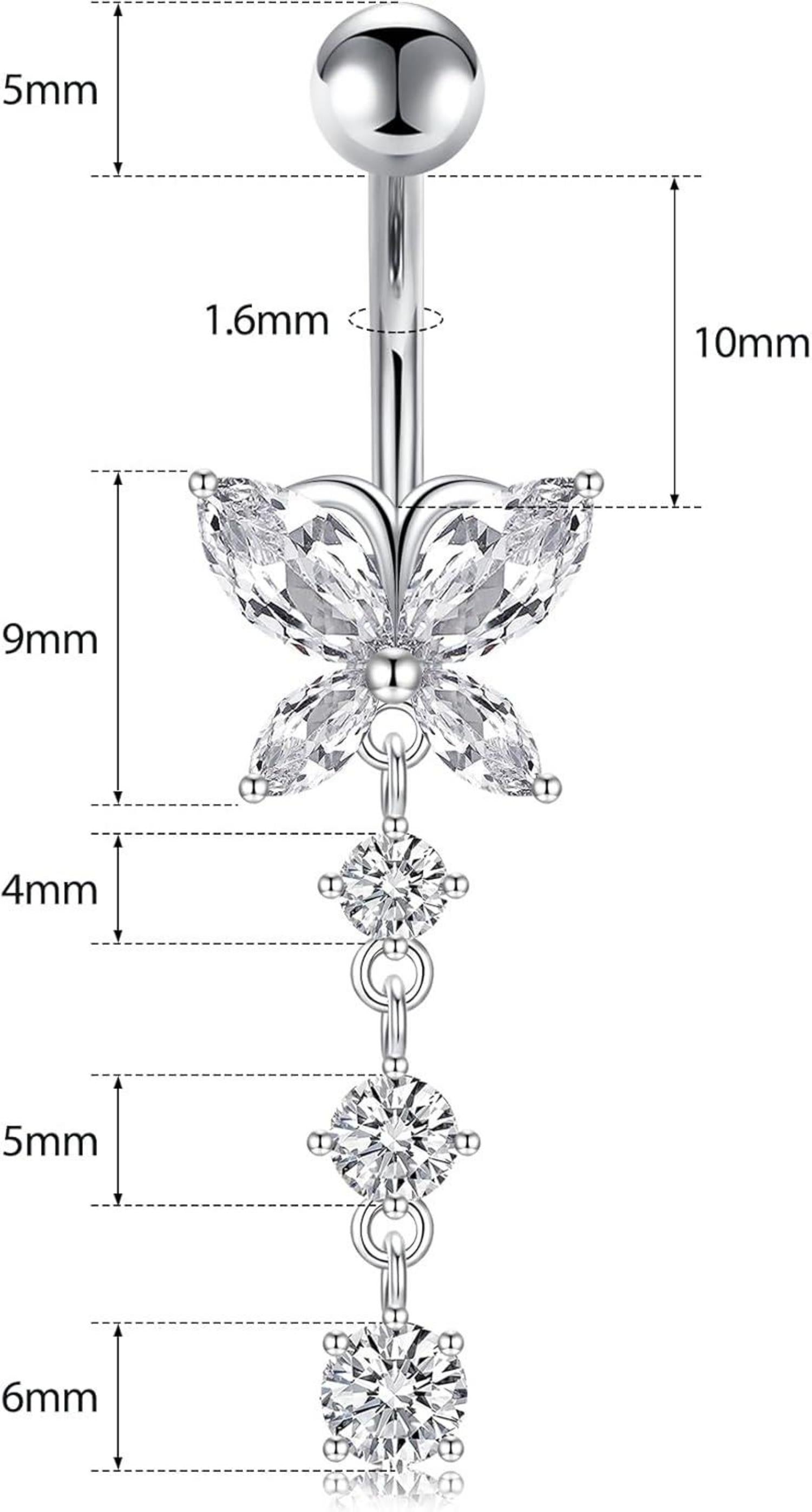 3 Stück Bauchnabelpiercing Set Chirurgenstahl Silber Gold Diamant