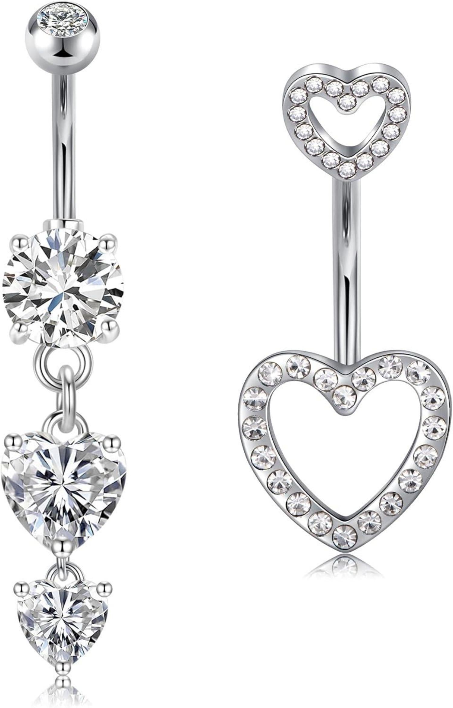 Bauchnabelpiercing Set Chirurgenstahl Kristall Zirkonia 14G 2 Stück