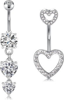 Bauchnabelpiercing Set Chirurgenstahl Kristall Zirkonia 14G 2 Stück