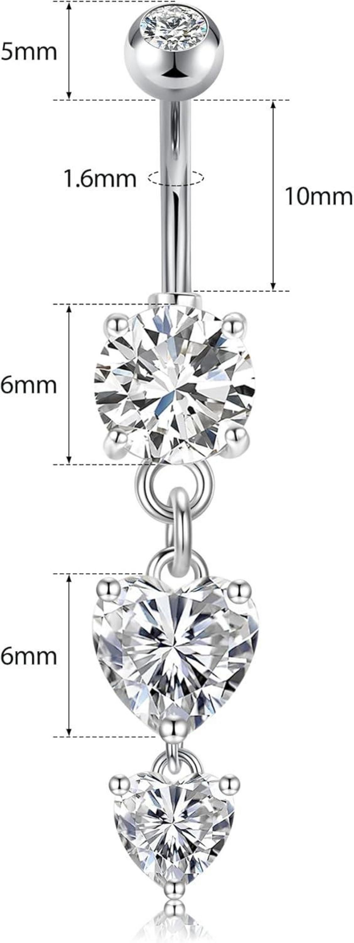 Bauchnabelpiercing Set Chirurgenstahl Kristall Zirkonia 14G 2 Stück