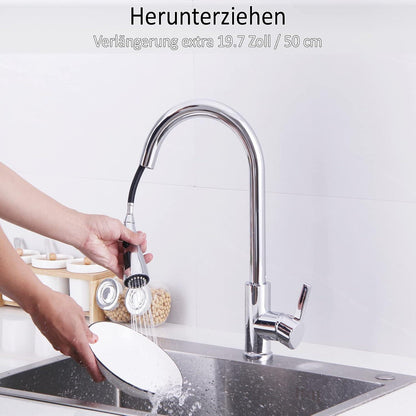 Hochdruck Küchenarmatur 360° schwenkbar ausziehbar mit Brause