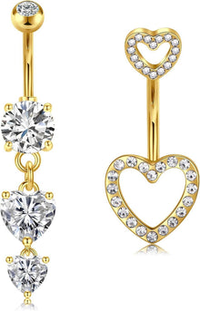 Bauchnabelpiercing Set Kristall Zirkonia Gold Silber 14G