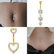 Bauchnabelpiercing Herz Gold Silber Zirkonia Set 14G 2 Stück