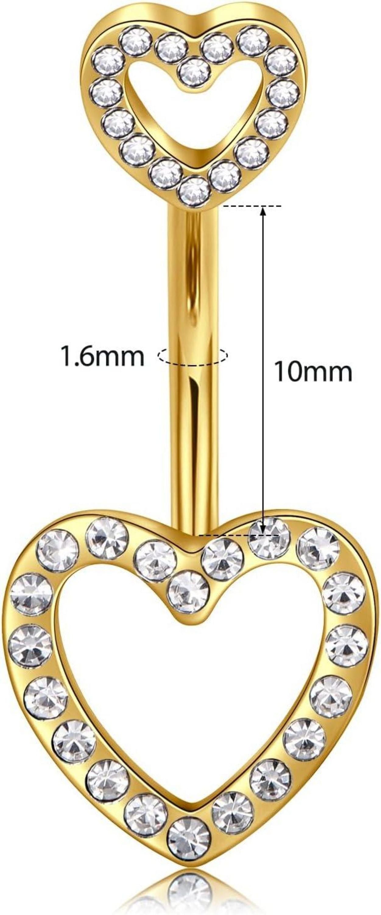 Bauchnabelpiercing Set Kristall Zirkonia Gold Silber 14G
