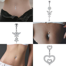 3er Set Bauchnabelpiercing Silber Gold Chirurgenstahl Herz
