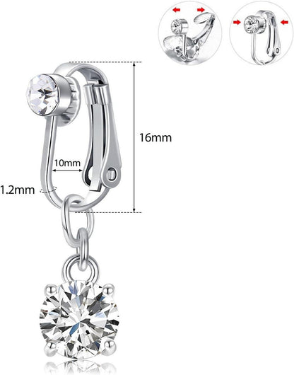 3er Set Fake Bauchnabelpiercing Silber Chirurgenstahl CZ Kristall Herz