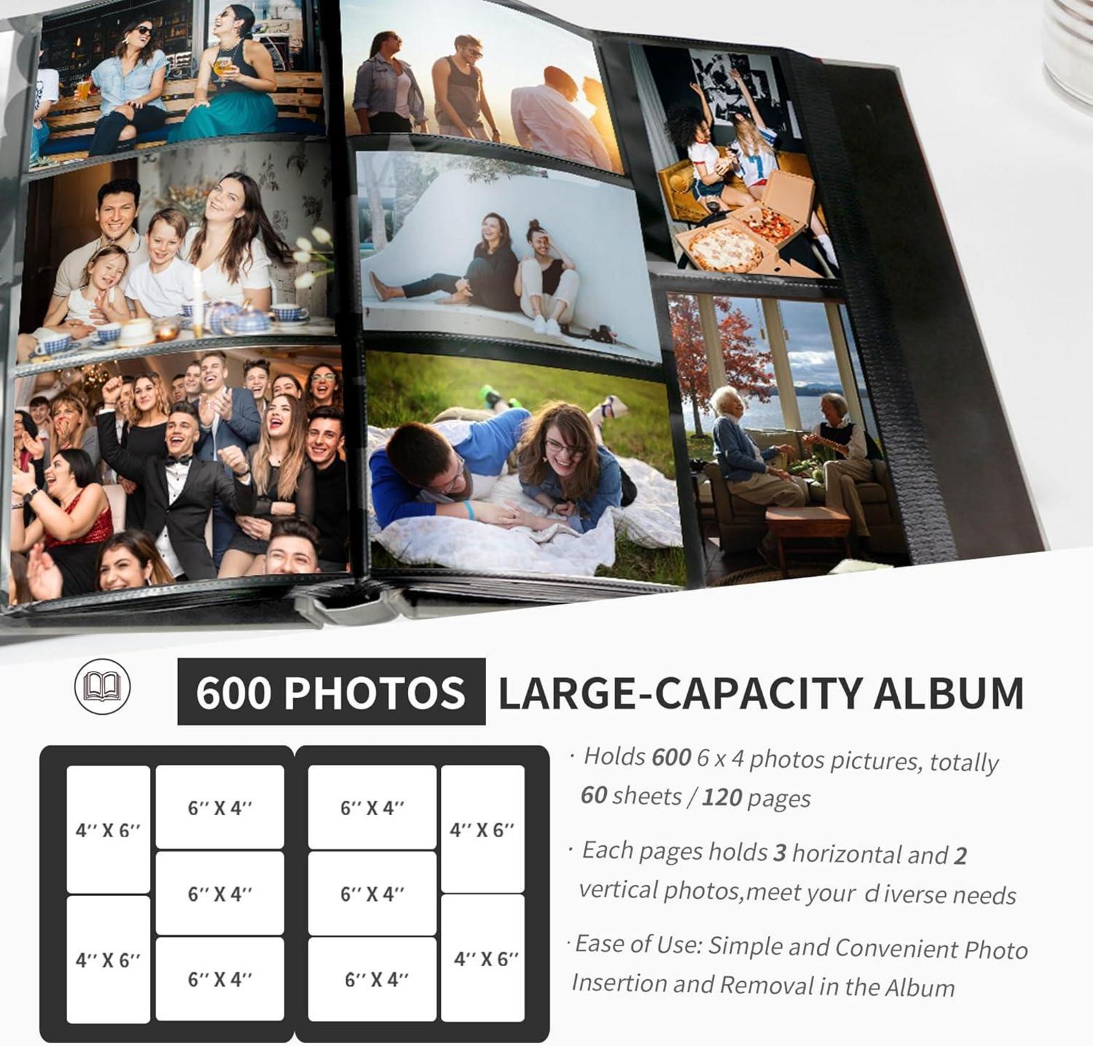 Fotoalbum Ledereinband 10x15 cm 600 Fotos extra großes